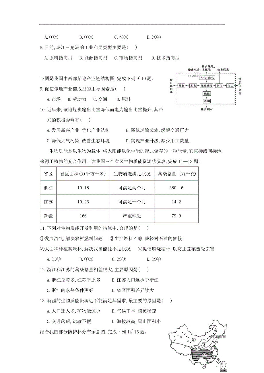 吉林省2018_2019学年高二地理12月月考试题_第3页