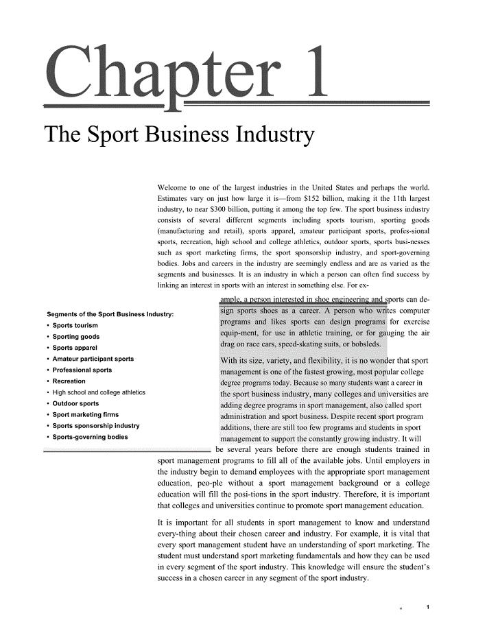 The Sport Business Industry