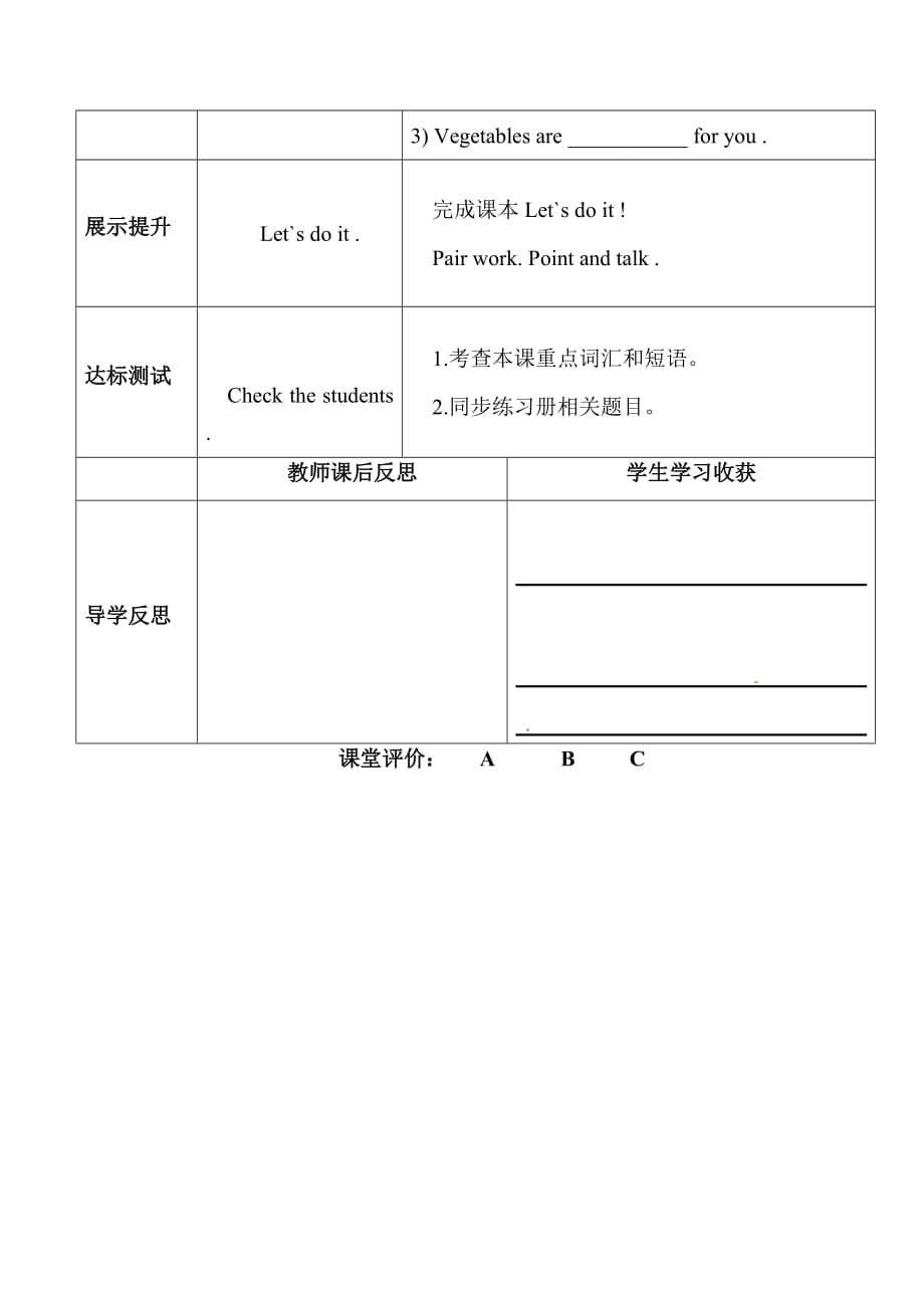 冀教版（三起）六年级下册英语教案Unit2 Good Health to You Lesson7 Always Have Breakfast （学案2）_第3页