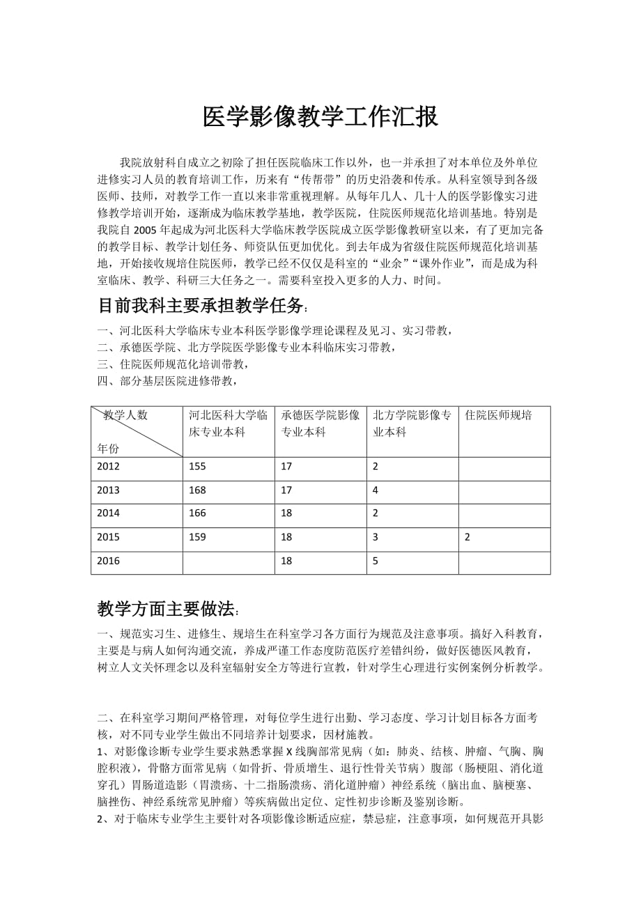 医学影像教学工作总结汇报_第1页