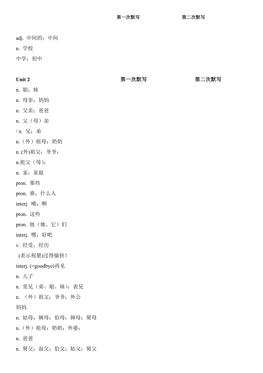 人教版初中七年级英语单词默写用_第4页