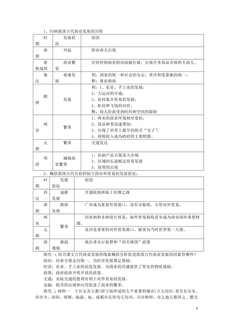 2018_2019学年高中历史第一单元古代中国经济的基本结构与特点第3课古代商业的发展学案3新人教版必修2_第3页