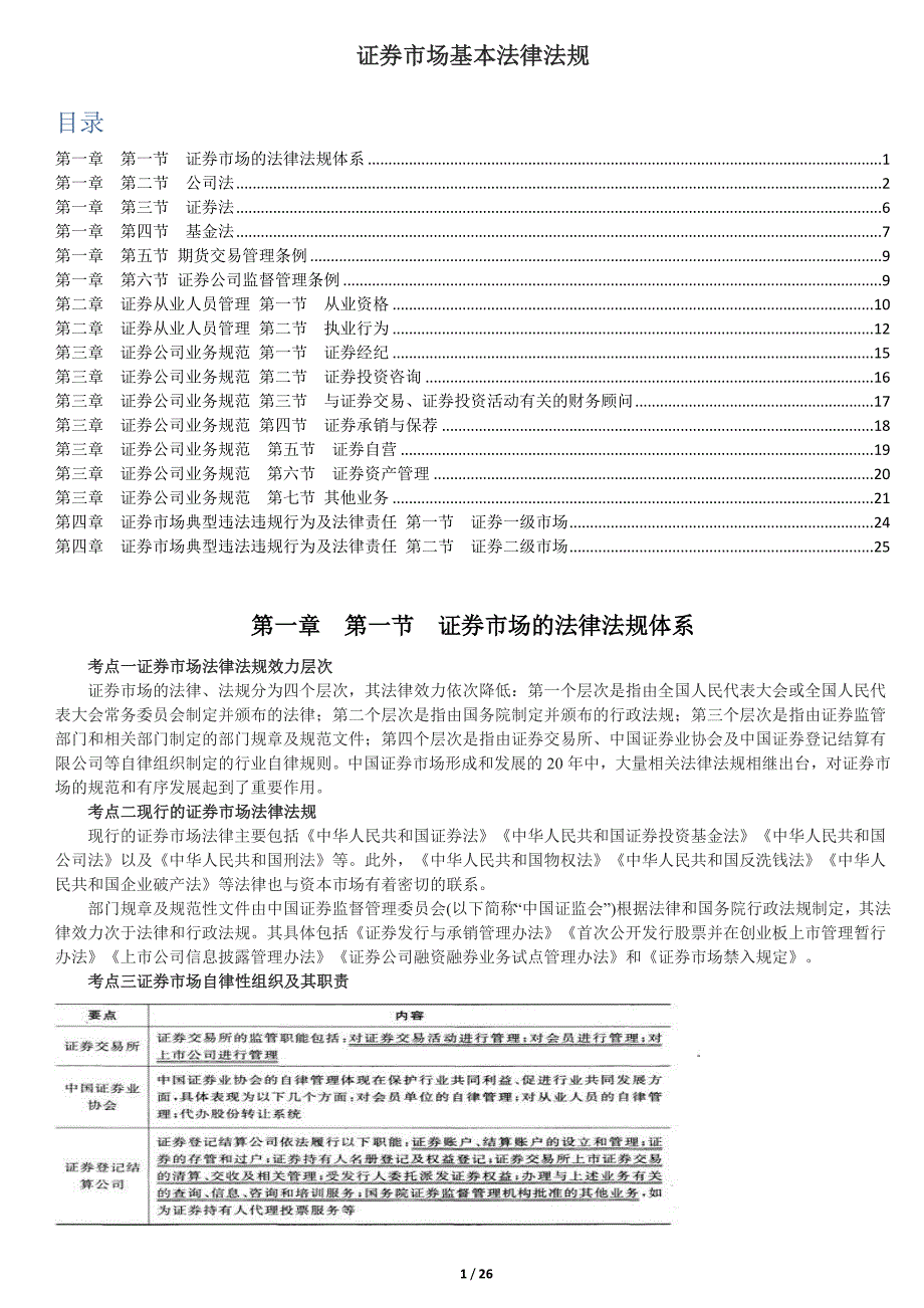 2017年证券从业资格考试-基本法律法规考点总结--修正打印版_第1页