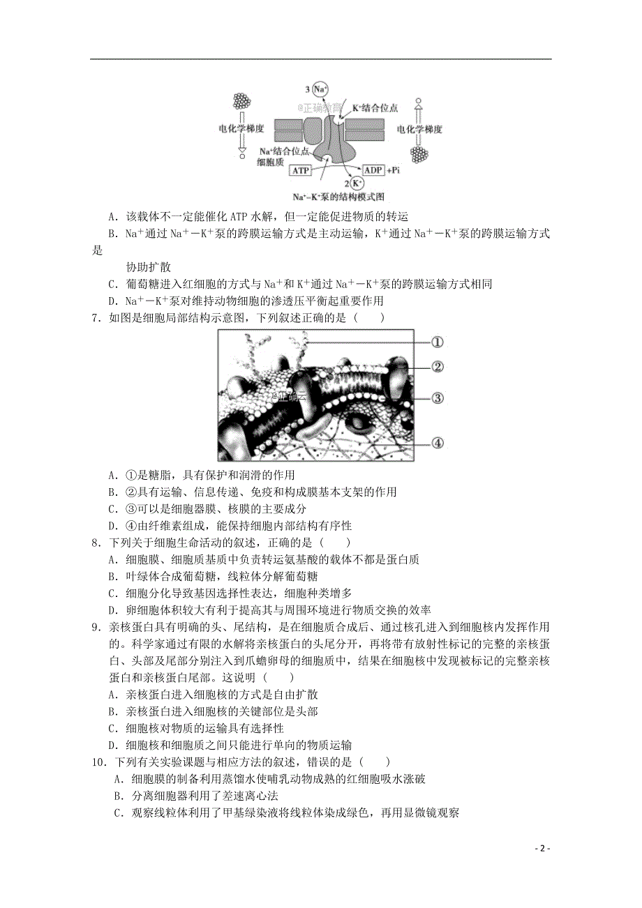 甘肃省张掖二中2019届高三生物上学期周考试题二201901030291_第2页