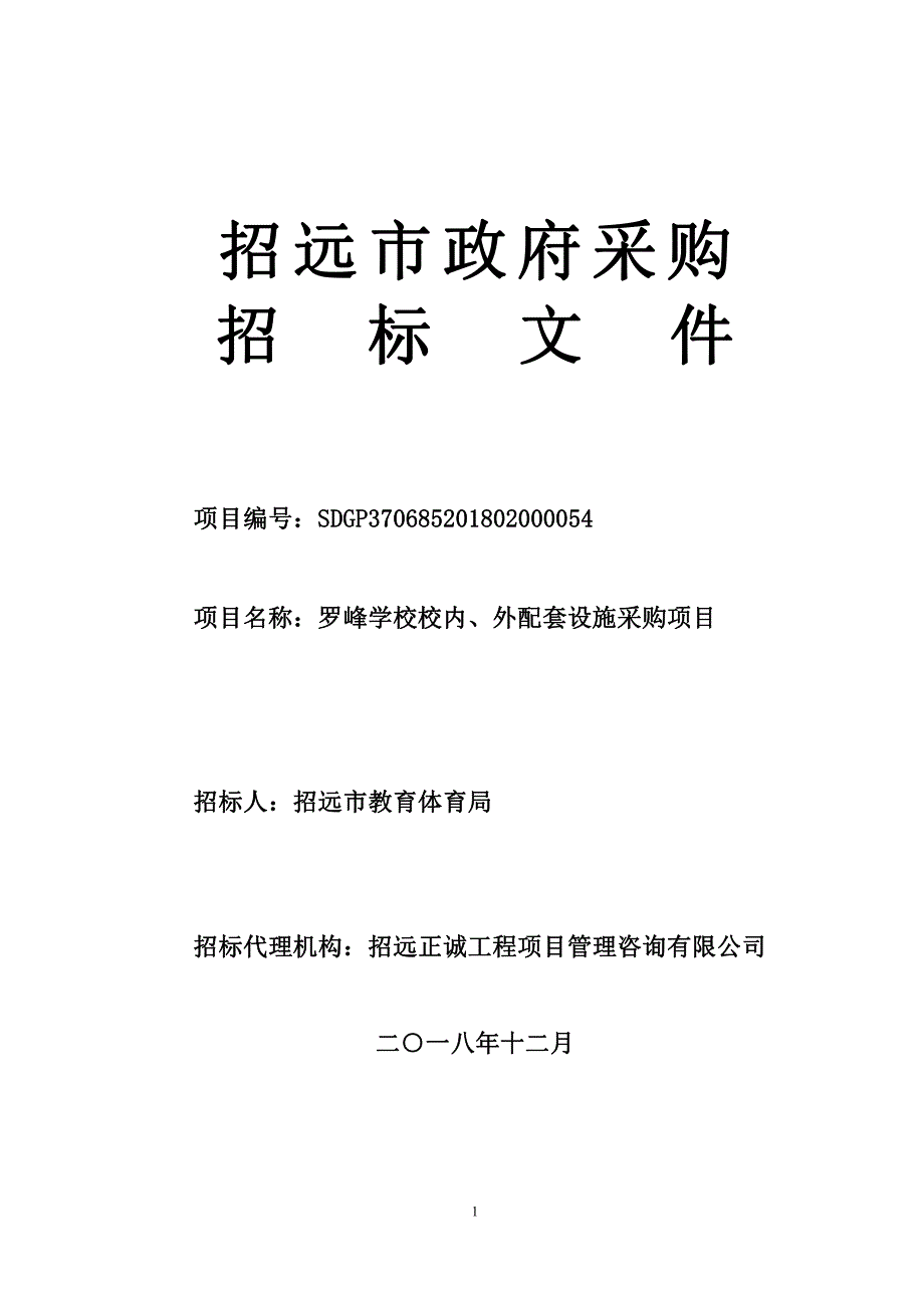 罗峰学校校内、外配套设施采购项目招标文件_第1页