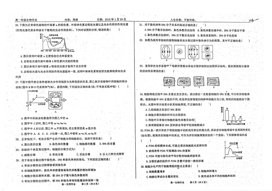 （名优专供）河北省衡水中学高一生物23周周测_第3页