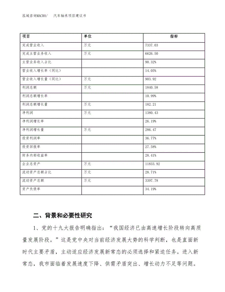 汽车轴承项目建议书(项目汇报及实施方案范文).docx_第3页