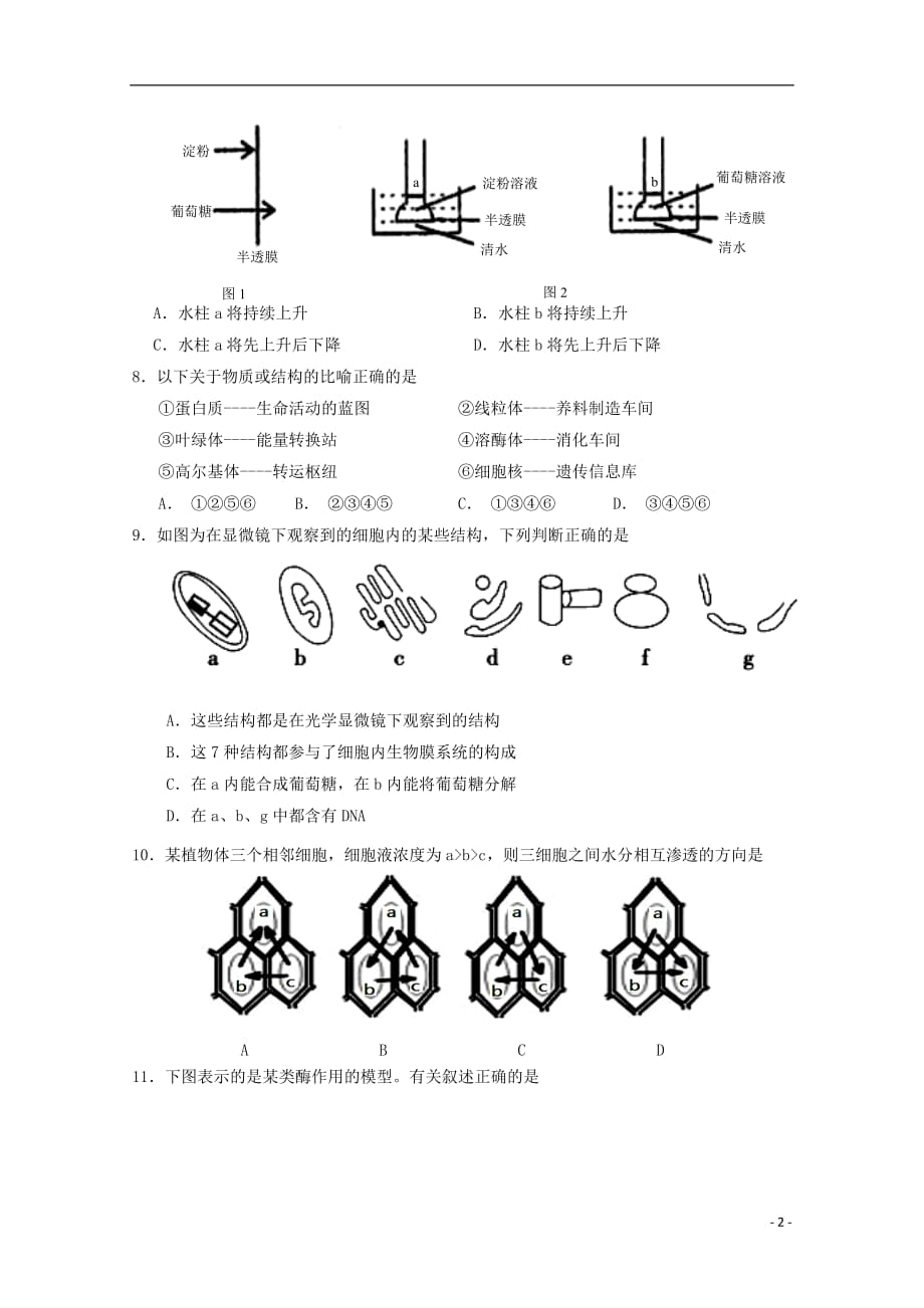 湖北省2019_2020学年高一生物上学期第三次双周练试题_第2页