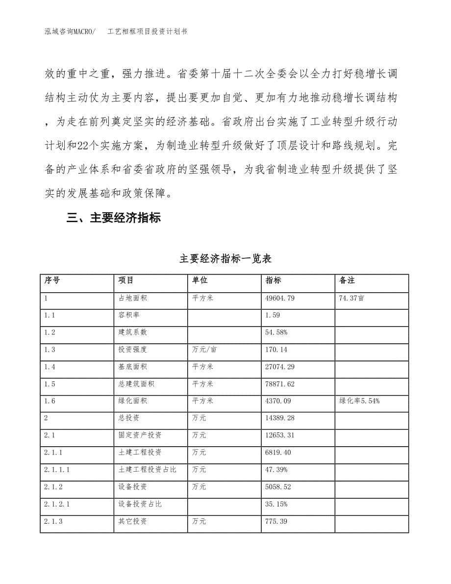 工艺相框项目投资计划书(建设方案及投资估算分析).docx_第5页