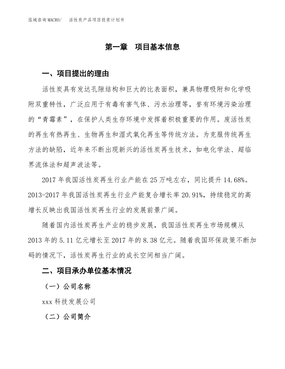 活性炭产品项目投资计划书模板及参考范文_第3页