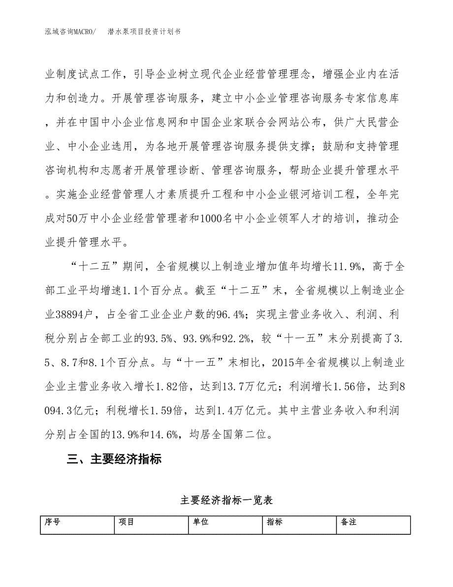 潜水泵项目投资计划书(建设方案及投资估算分析).docx_第5页