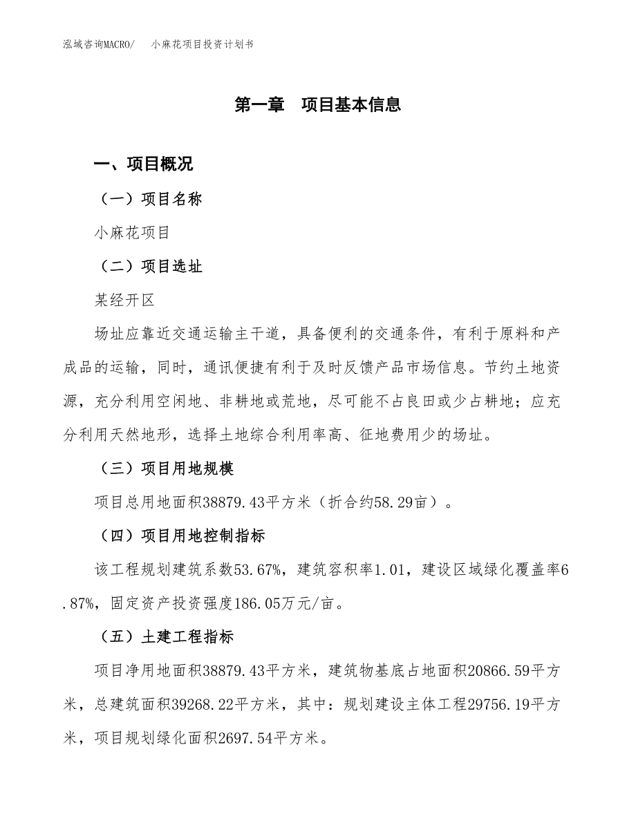 小麻花项目投资计划书(建设方案及投资估算分析).docx_第1页