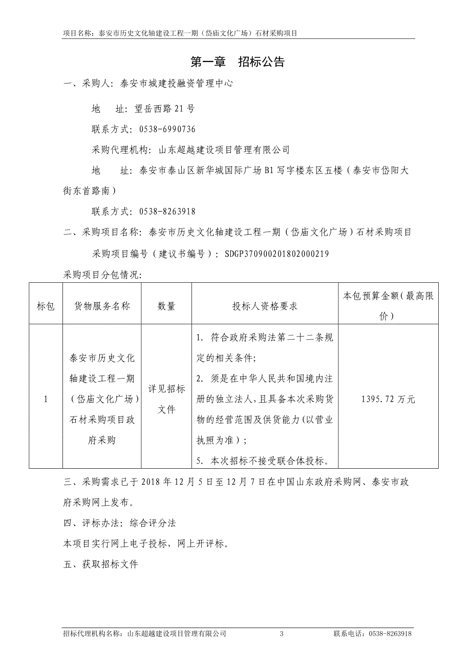 泰安市历史文化轴建设工程一期（岱庙文化广场）石材采购项目招标文件_第3页