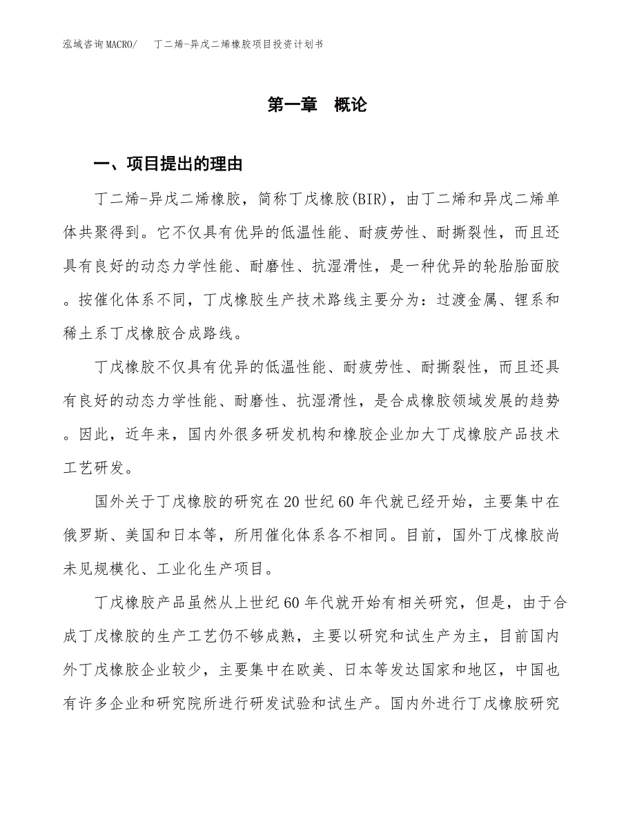 丁二烯-异戊二烯橡胶项目投资计划书模板及参考范文_第2页