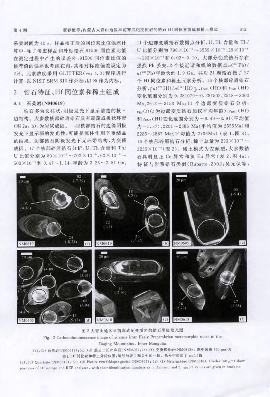 内蒙古大青山地区早前寒武纪变质岩的锆石Hf同位素组成和稀土模式.pdf_第5页