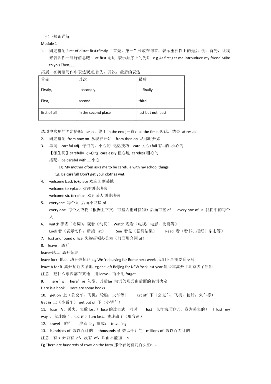 外研版七年级下Module1知识点_第1页