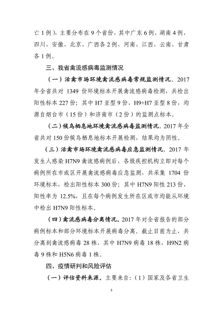 2017我省近期人感染H7N9等禽流感疫情风险评估报告(省CDC)_第5页