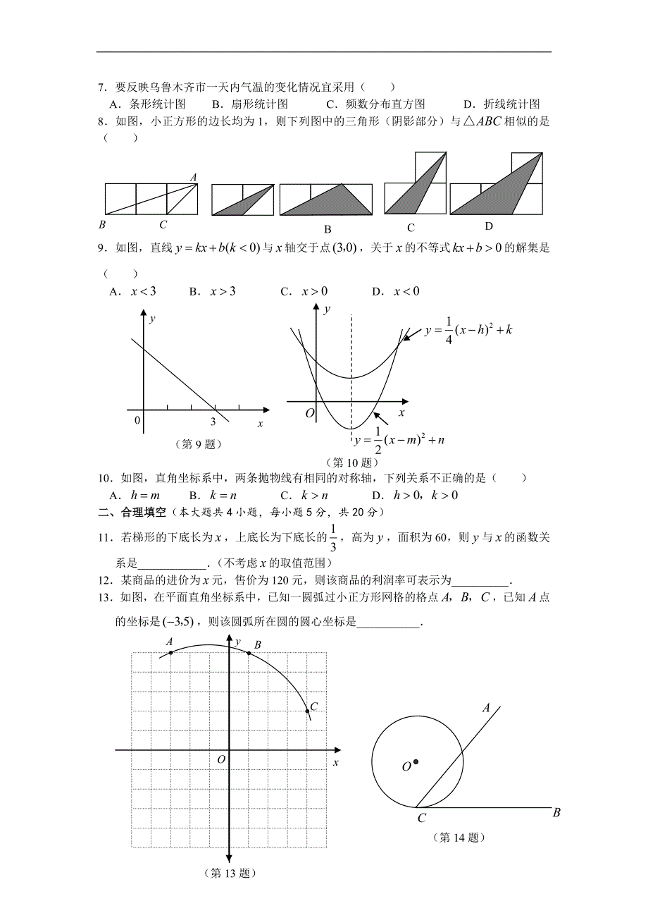 新疆维吾尔自治区2009年初中毕业生学业考试-数学试题卷_第2页