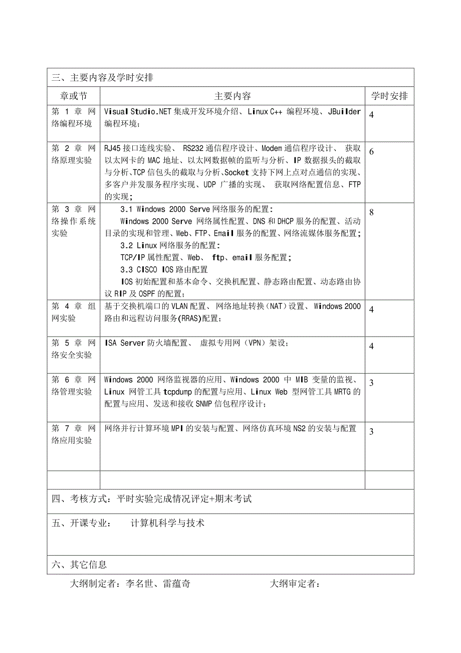 厦门大学本科课程大纲 课程名称 计算机网络实验_第2页