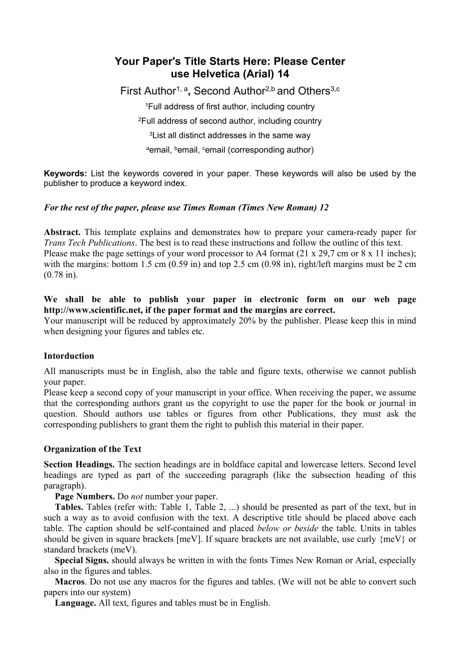 外文论文的格式要求(包括字体和字号)_第1页