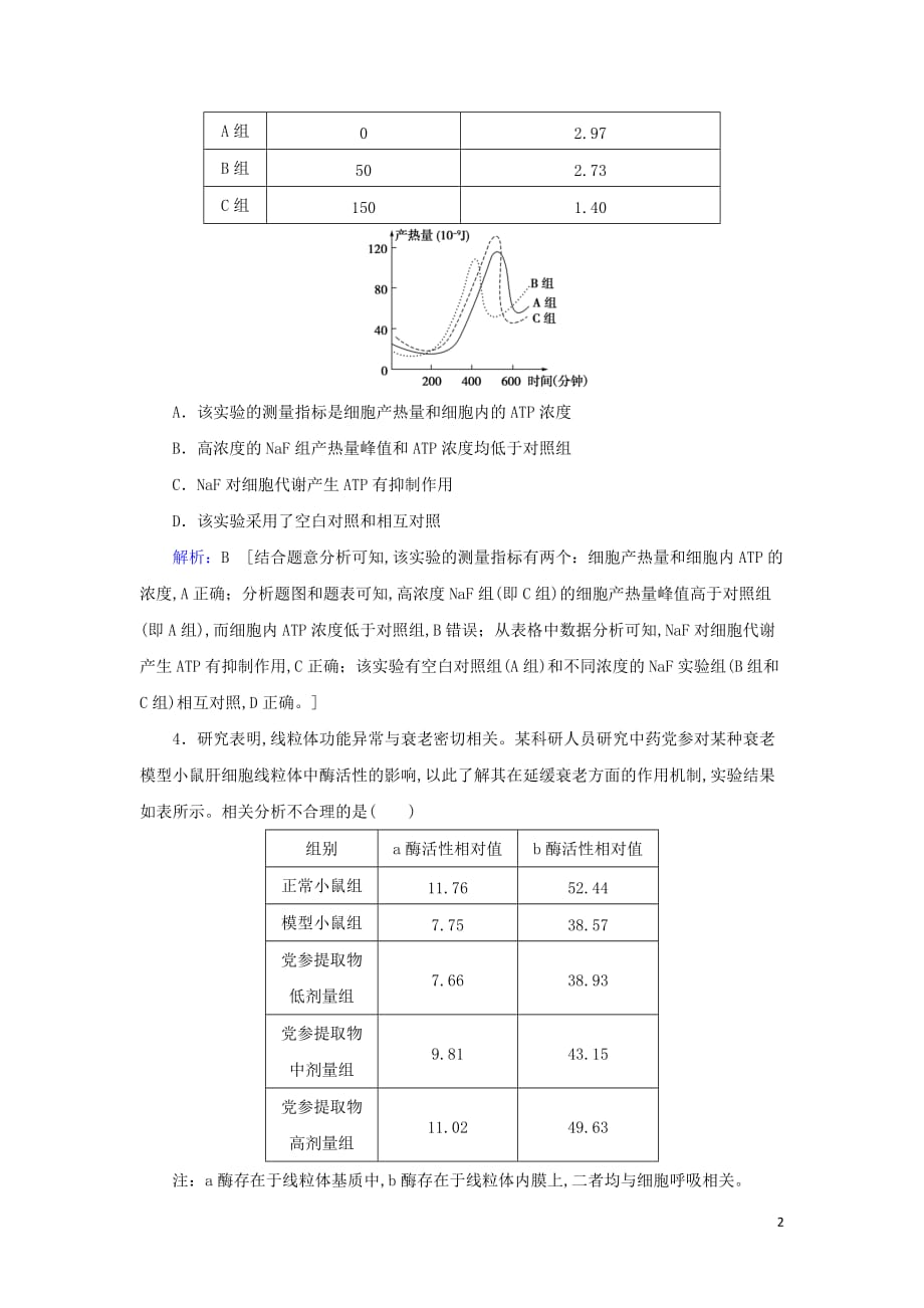 2020届高考生物艺考生总复习专题二细胞的代谢第3讲酶和ATP课后巩固提升_第2页