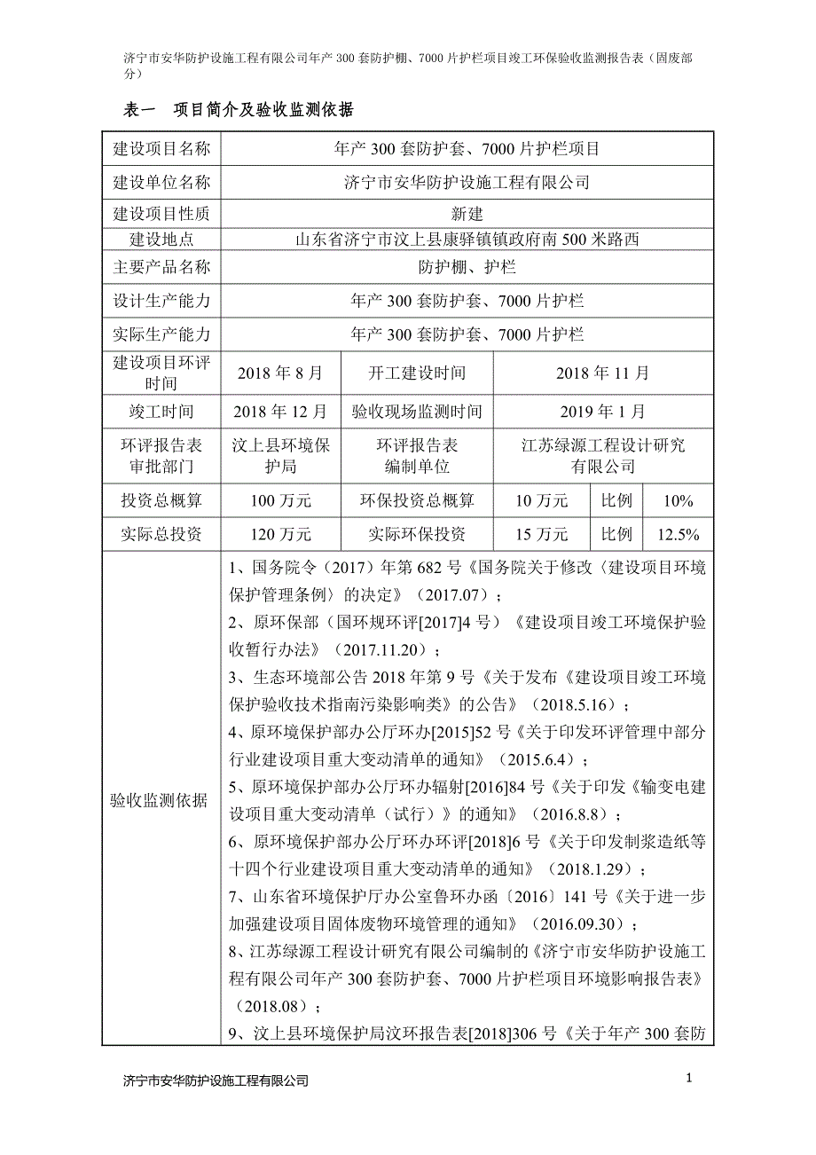 年产300套防护棚、7000片护栏项目竣工环保验收监测报告固废_第4页