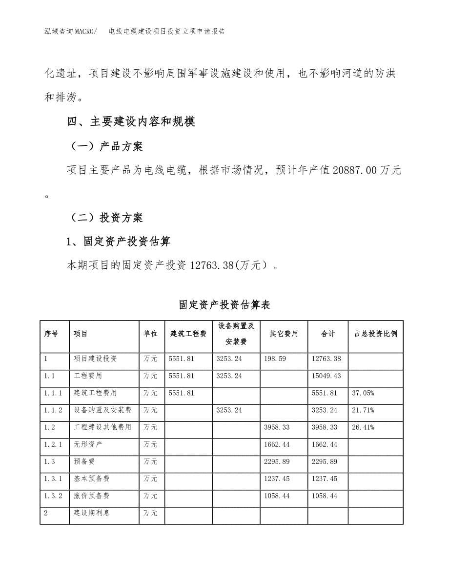 电线电缆建设项目投资立项申请报告_第5页