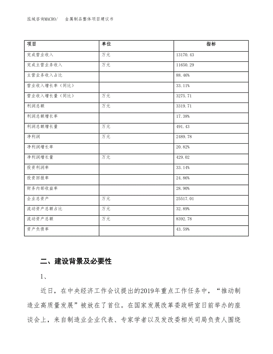 金属制品整体项目建议书(项目汇报及实施方案范文).docx_第3页