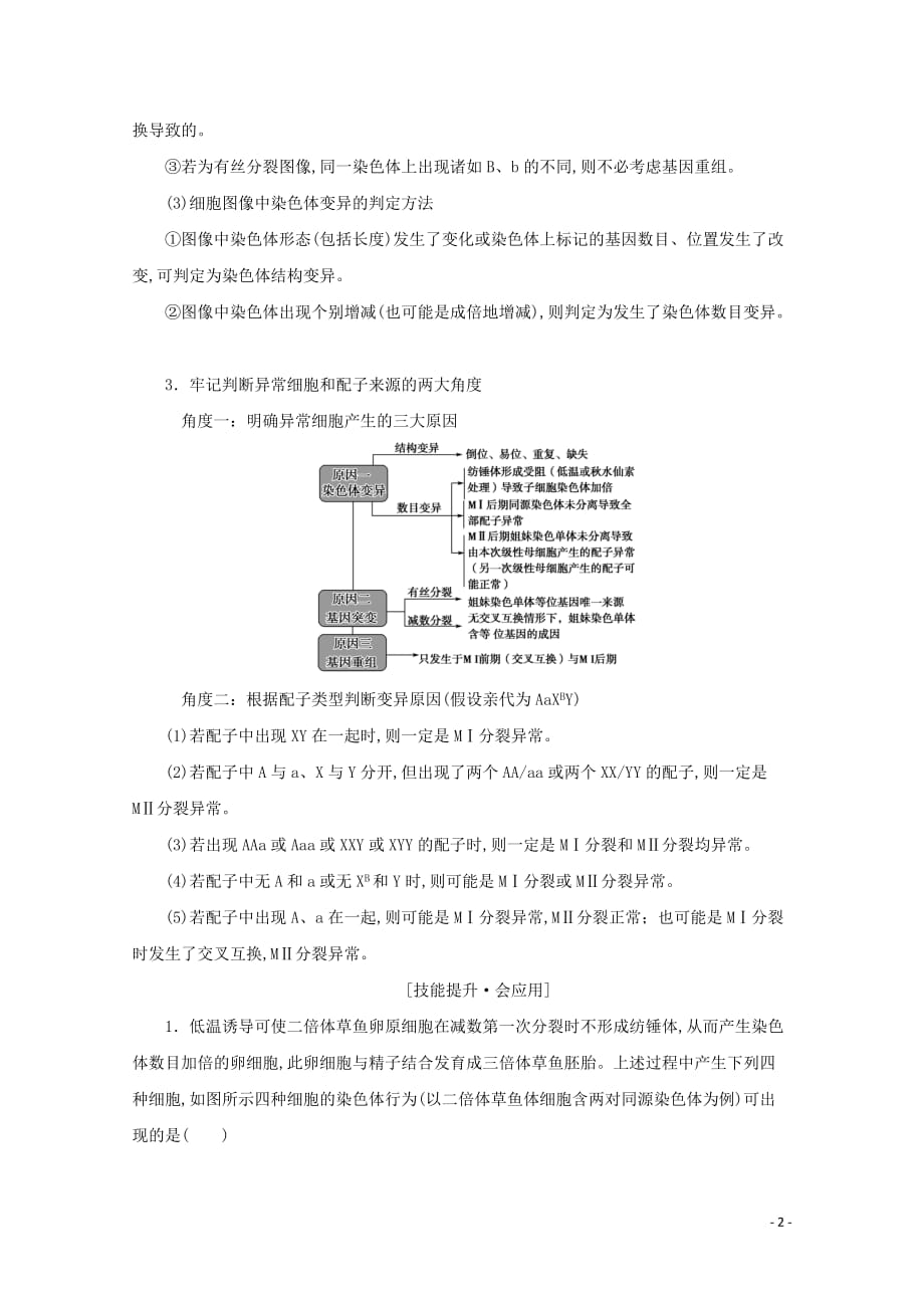 2020届高考生物艺考生总复习热点四细胞异常分裂与变异教学案_第2页