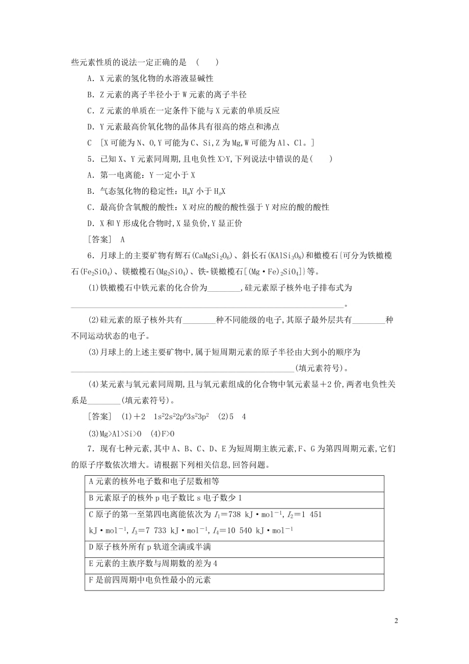 2021高考化学一轮复习课后限时集训37原子结构与性质新人教版_第2页