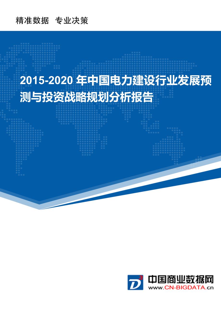 2015-2020年中国电力建设行业发展预测与投资战略规划分析报告_第1页