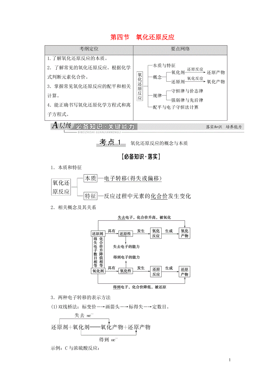 2021高考化学一轮复习第2章化学物质及其变化第4节氧化还原反应教学案新人教版_第1页