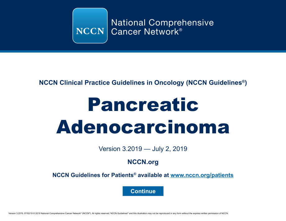 NCCN临床实践指南_胰腺癌(2019.V3)英文版_第1页