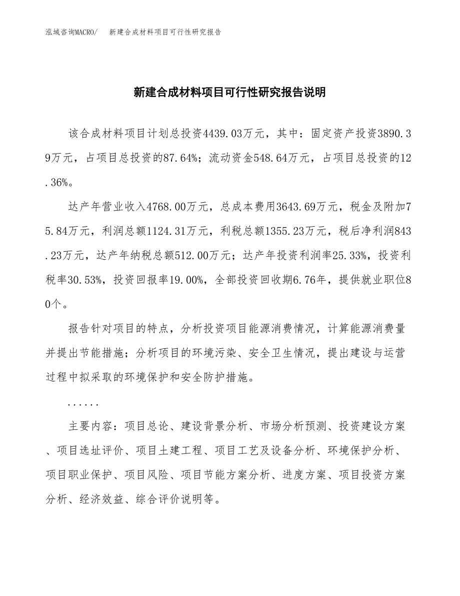 新建合成材料项目可行性研究报告(投资申报).docx_第2页