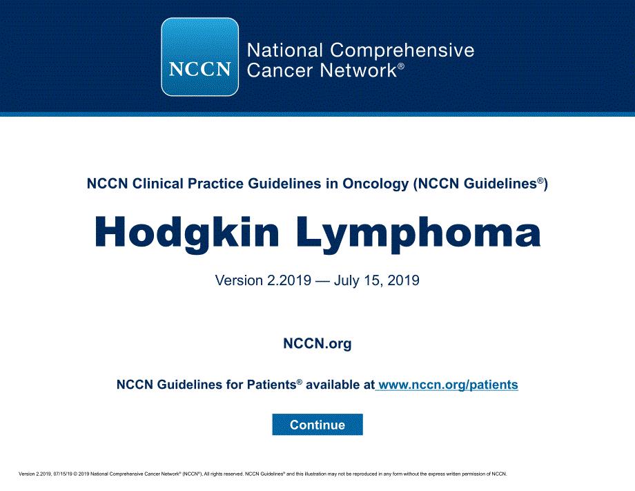 NCCN临床实践指南_霍奇金淋巴瘤(2019.V2)英文版