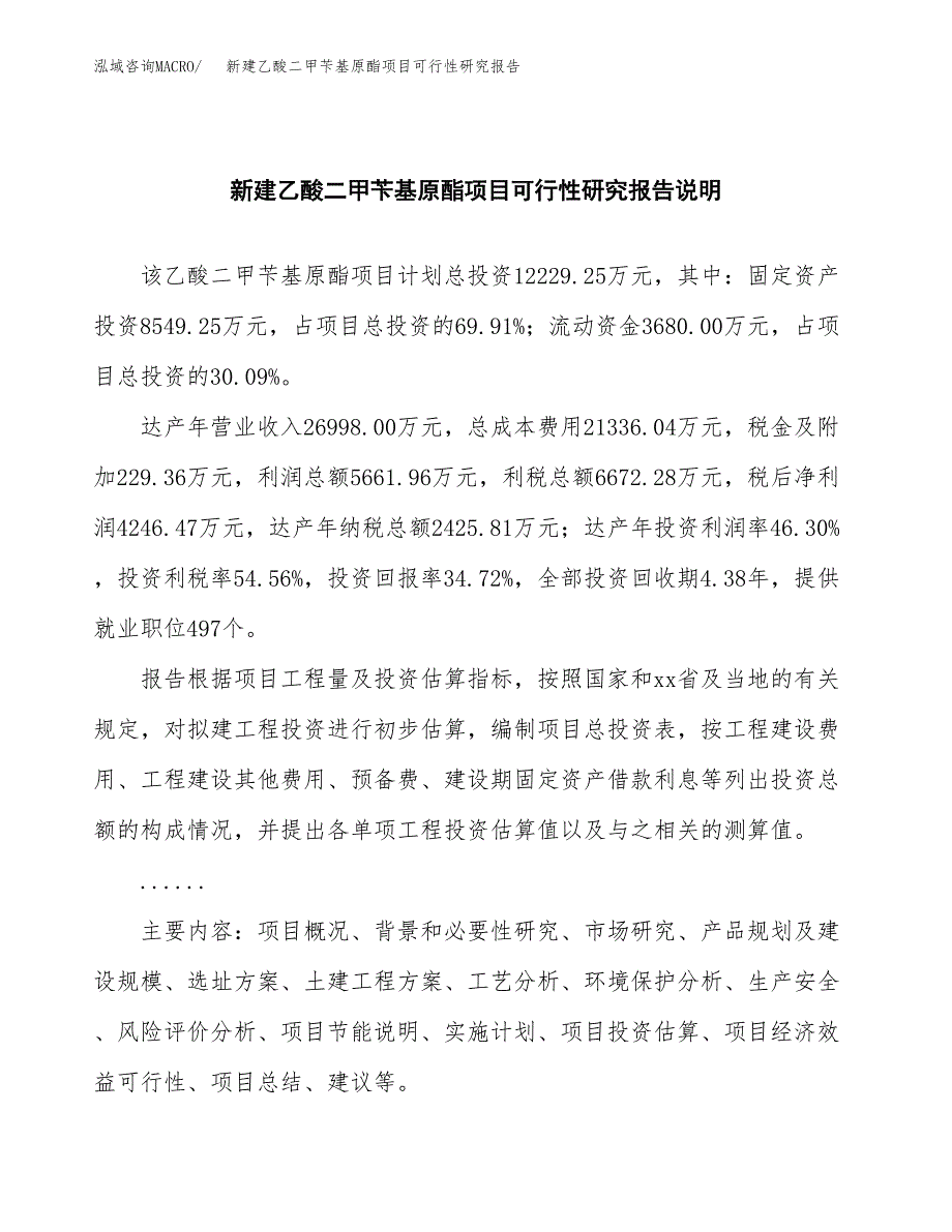 新建乙酸二甲苄基原酯项目可行性研究报告(投资申报).docx_第2页