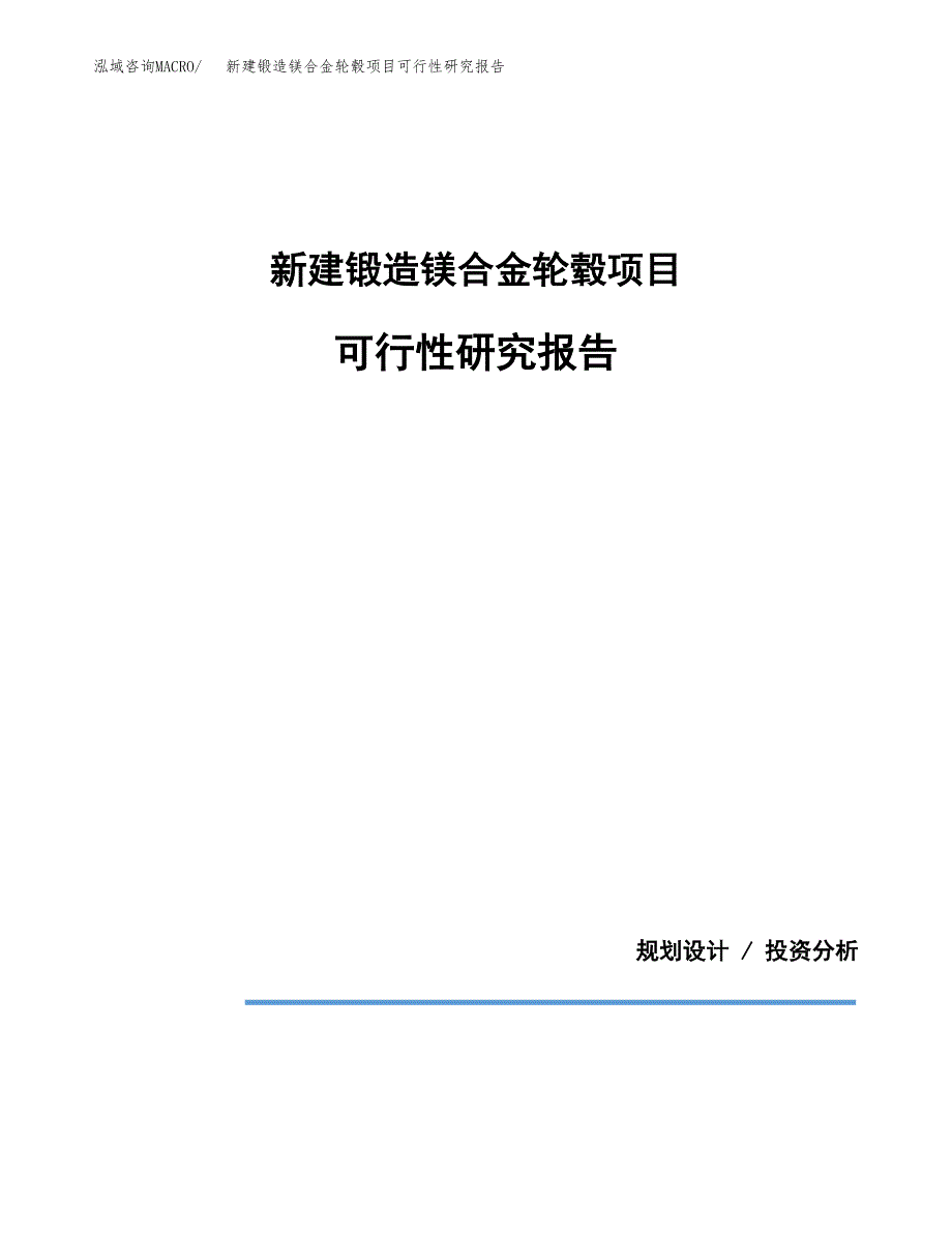 新建锻造镁合金轮毂项目可行性研究报告(投资申报).docx_第1页