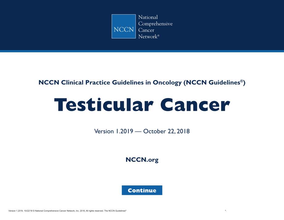 NCCN临床实践指南_睾丸癌(2019.V1)英文版_第1页