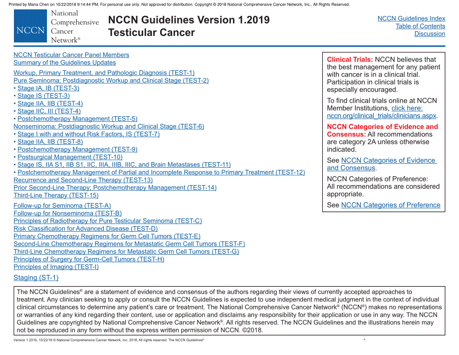 NCCN临床实践指南_睾丸癌(2019.V1)英文版_第3页