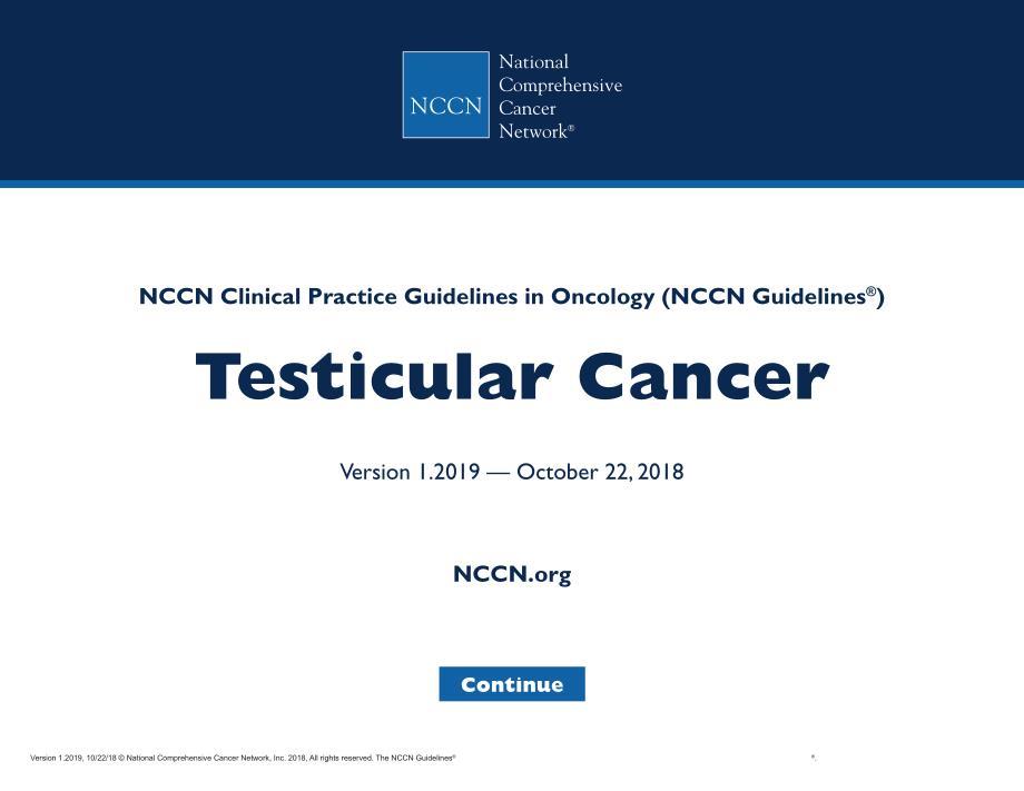NCCN临床实践指南_睾丸癌(2019.V1)英文版