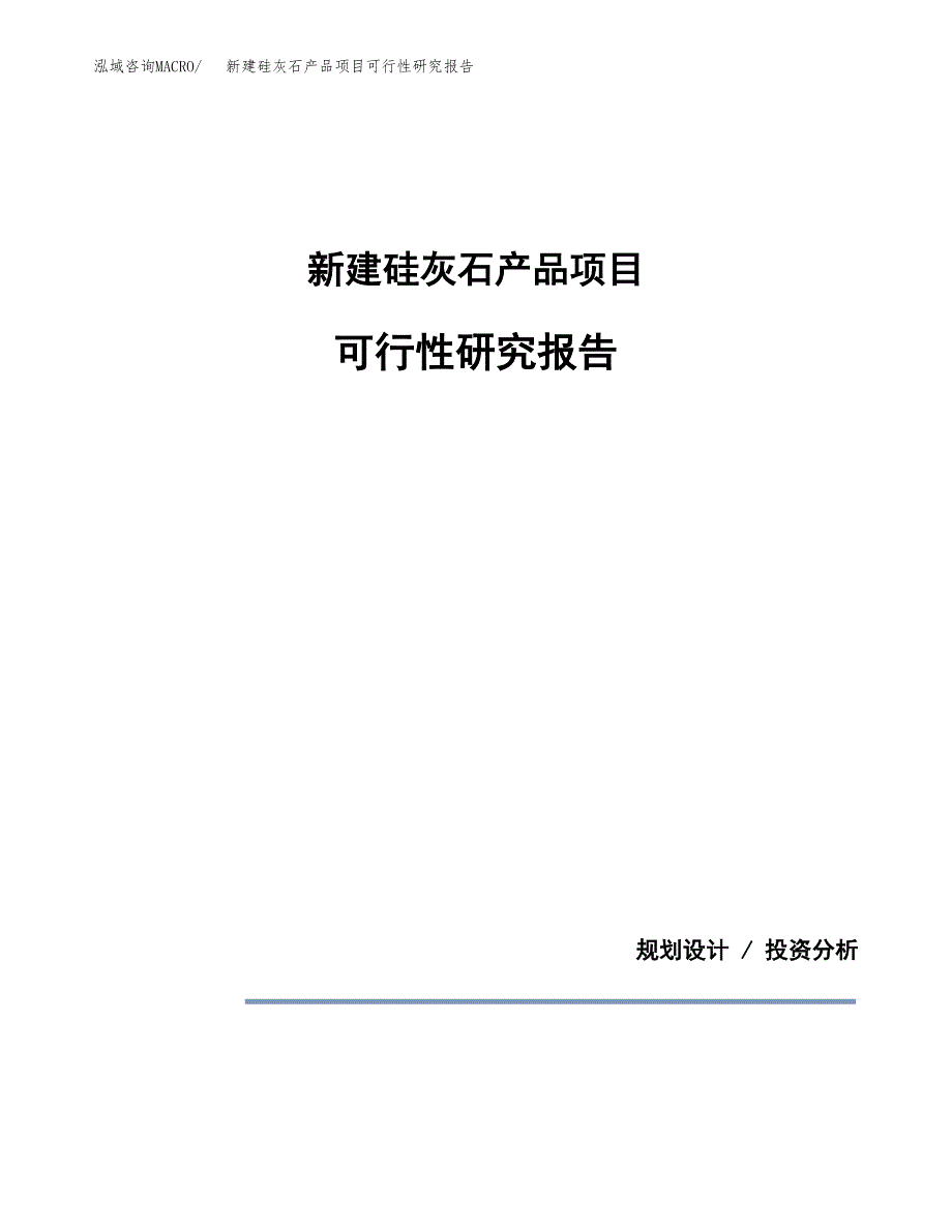 新建硅灰石产品项目可行性研究报告(投资申报).docx_第1页