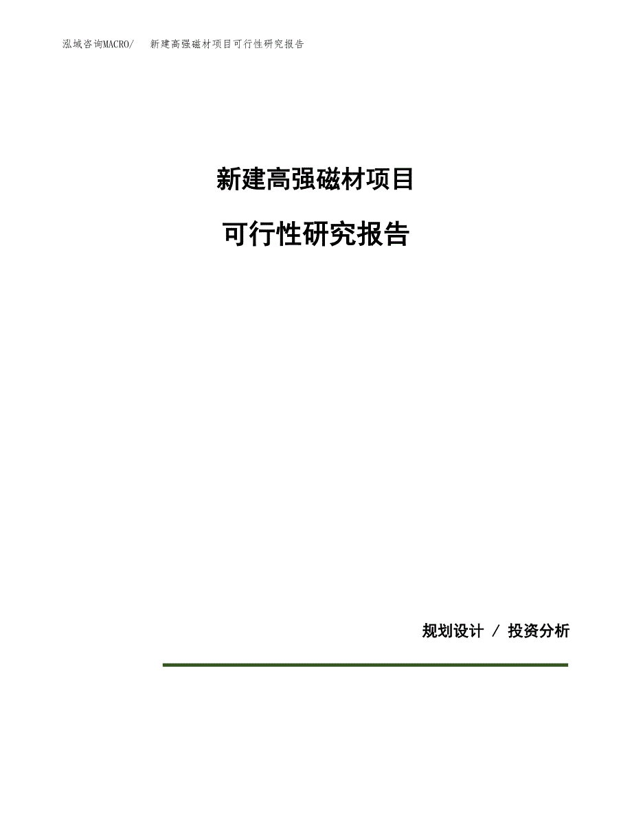 新建高强磁材项目可行性研究报告(投资申报).docx_第1页