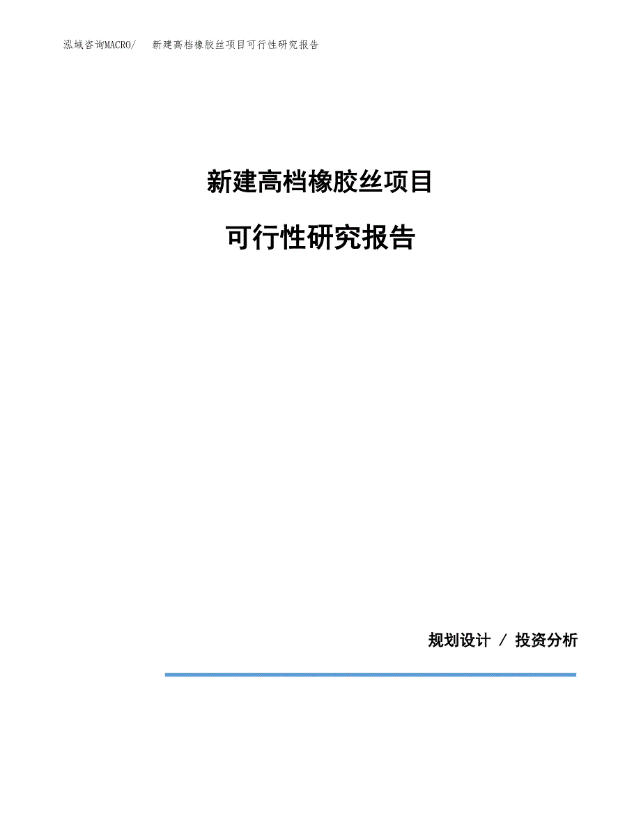 新建高档橡胶丝项目可行性研究报告(投资申报).docx_第1页