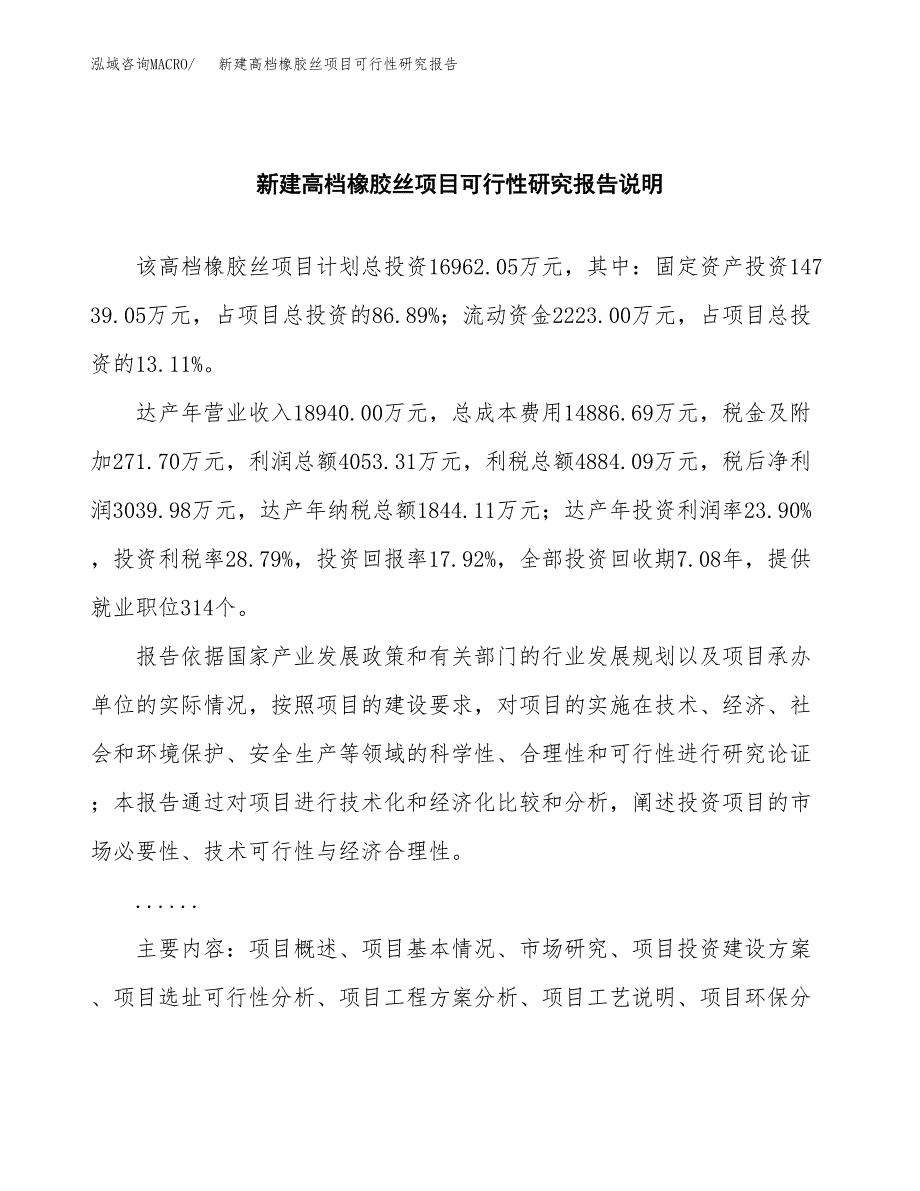 新建高档橡胶丝项目可行性研究报告(投资申报).docx_第2页