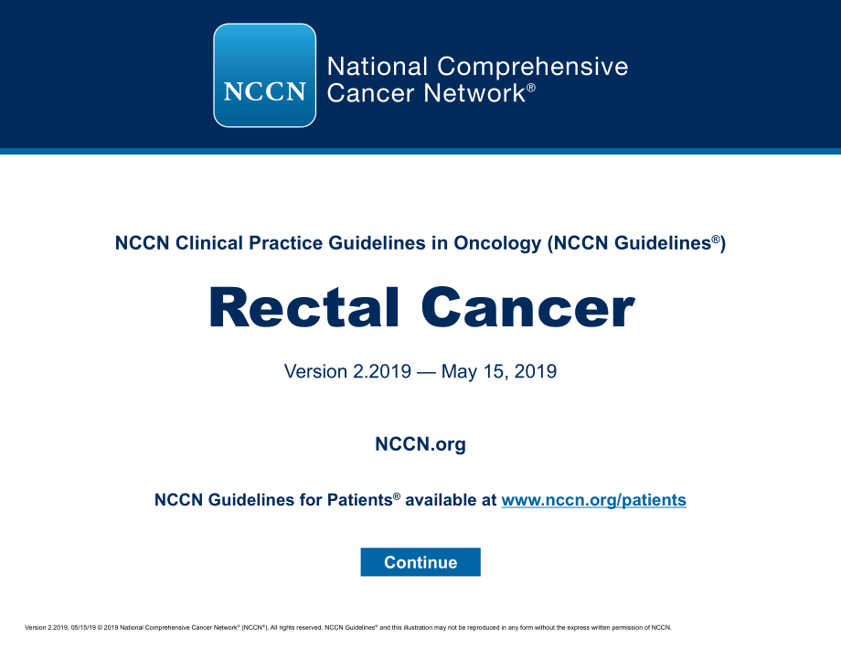 NCCN临床实践指南_直肠癌(2019.V2)英文版_第1页