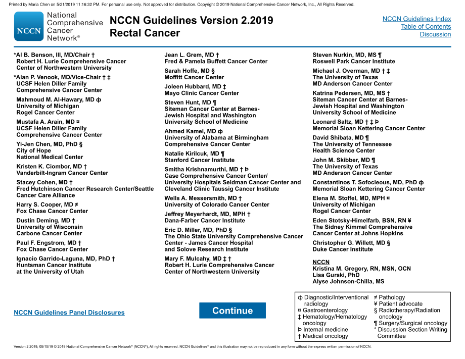 NCCN临床实践指南_直肠癌(2019.V2)英文版_第2页