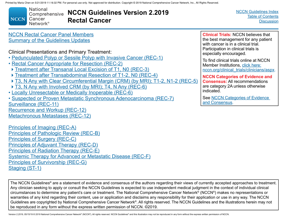 NCCN临床实践指南_直肠癌(2019.V2)英文版_第3页