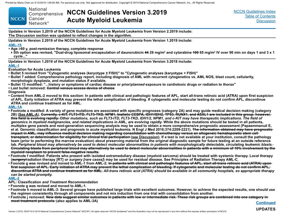 NCCN临床实践指南_急性髓性白血病(2019.V3)英文版_第4页
