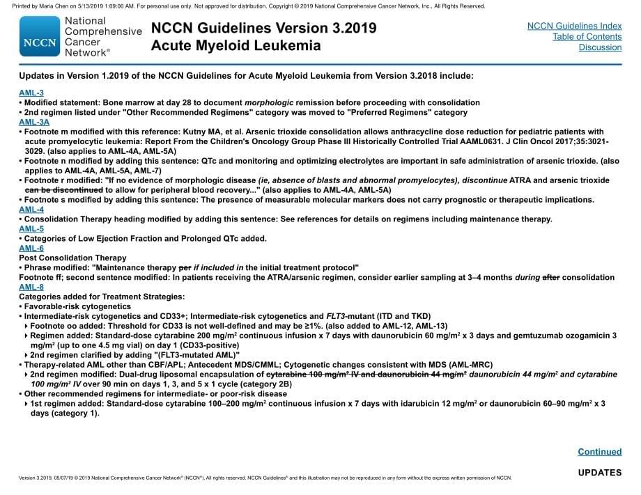 NCCN临床实践指南_急性髓性白血病(2019.V3)英文版_第5页