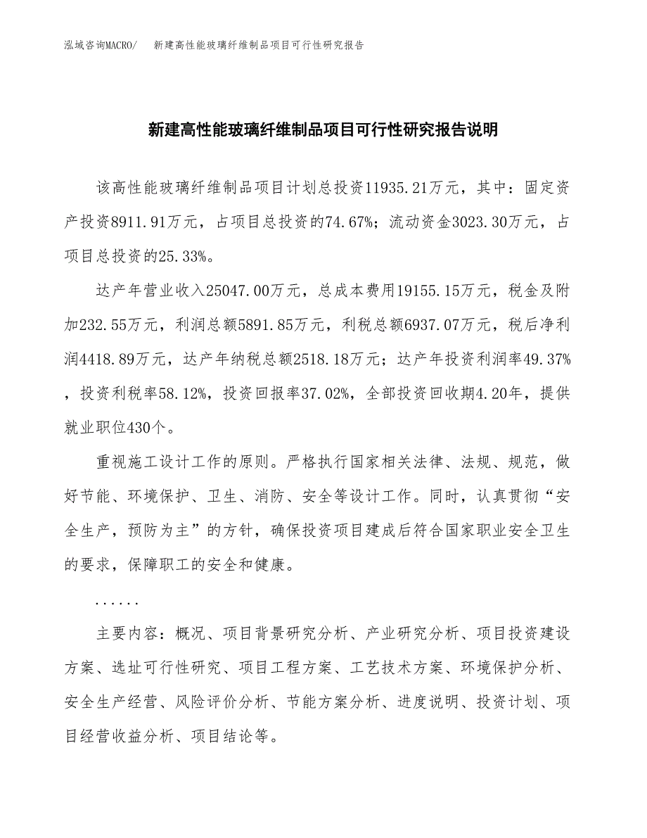 新建高性能玻璃纤维制品项目可行性研究报告(投资申报).docx_第2页